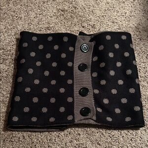 Black and Greige Polka Dot Knit Scarf